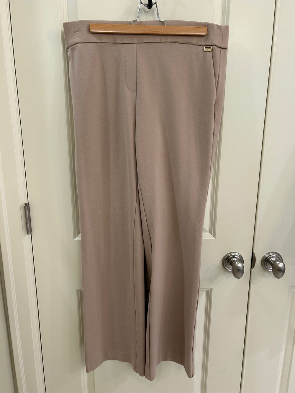 Anne Klein Taupe Wide-Leg Pull-On Trousers